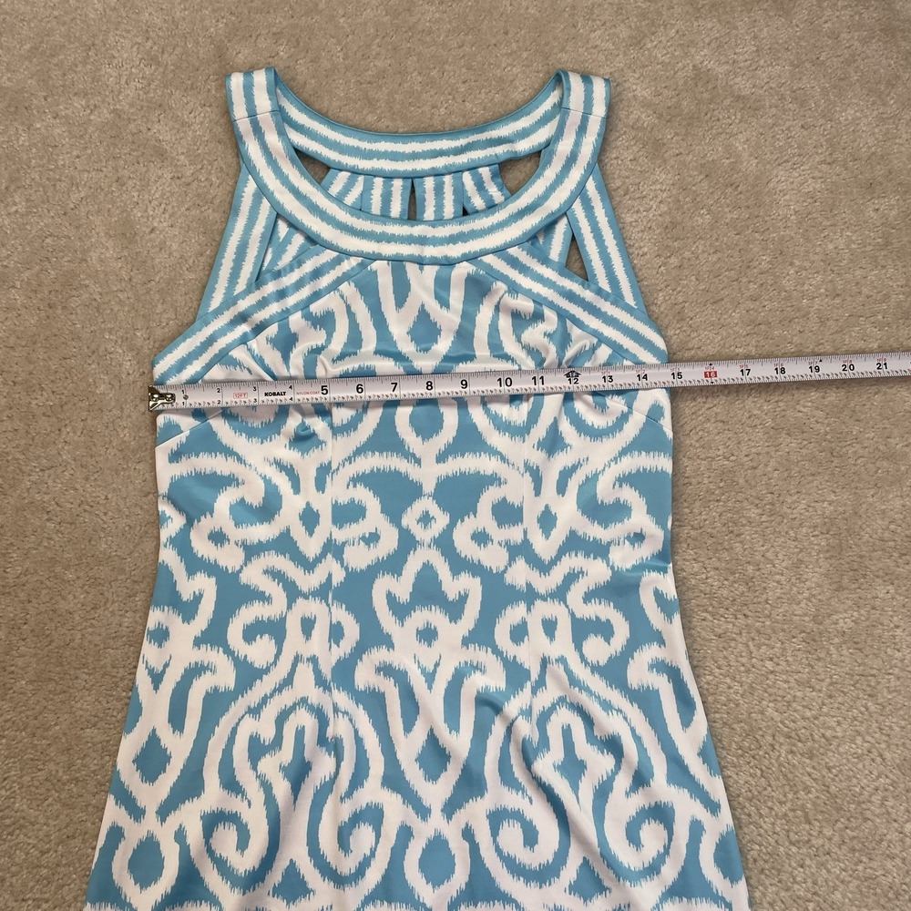 Gretchen Scott Jersey Isosceles Arabesque Dress XS Sleeveless Blue White - Picture 2 of 10